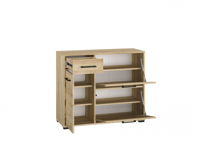 Pantofar hol /dulap pantofi/incaltaminte, 90 cm lungime x 34 cm adancime x 76 cm inaltime, stejar sonoma , cu sertar si 3 usi , 6 rafturi incaltaminte, spatios, usi rabatabile, canturi abs ,Bortis [2]