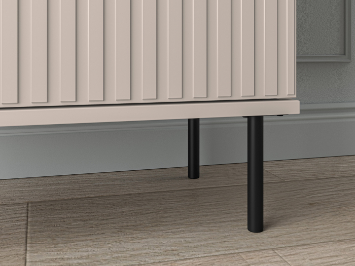 Pantofar/dulap pantofi hol, cu 2 usi  si sertar,bej crem casmir, pal+mdf casmir , 98x68x34 cm, usa mdf cu model riflaj, picioare negre, butoni auriu, Bortis [7]