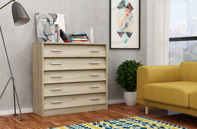 Pantofar hol, cu 5 usi rabatabile, 5 rafturi, 90x87x33 cm, stejar sonoma [3]