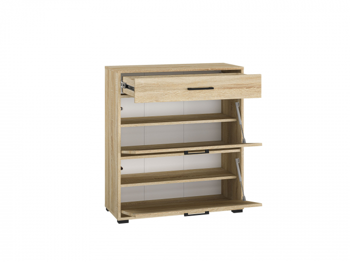 Pantofar hol /dulap pantofi/incaltaminte, 80 cm lungime x 34 cm adancime x90 cm inaltime, stejar sonoma , cu sertar si 2 usi , 4 rafturi incaltaminte, spatios, usi rabatabile, canturi abs ,Bortis [3]