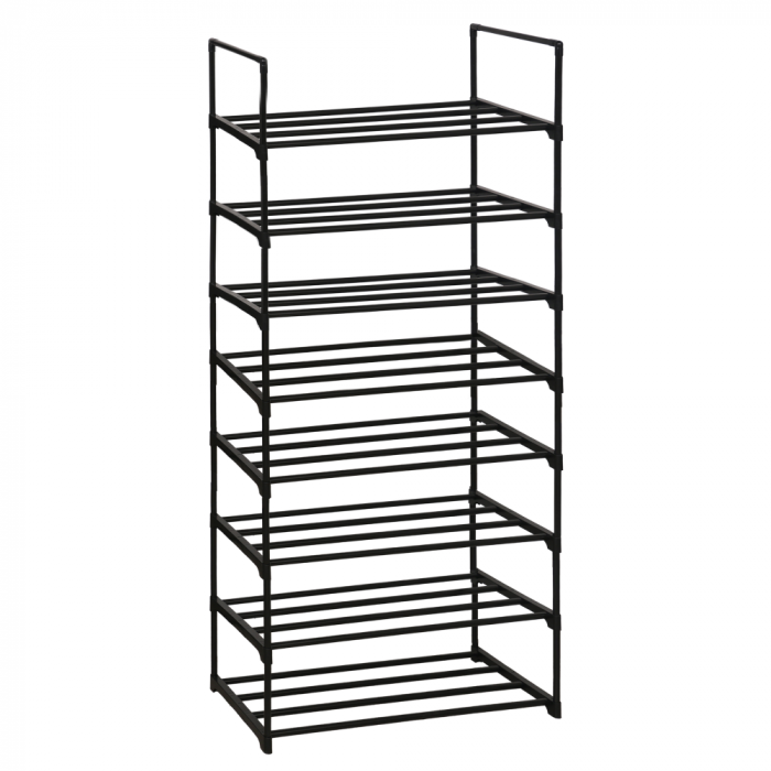 Pantofar/suport pantofar, negru, 8 rafturi , metal plastic, 65,5 cm lungime x30 cm adancime x138 cm inaltime [4]