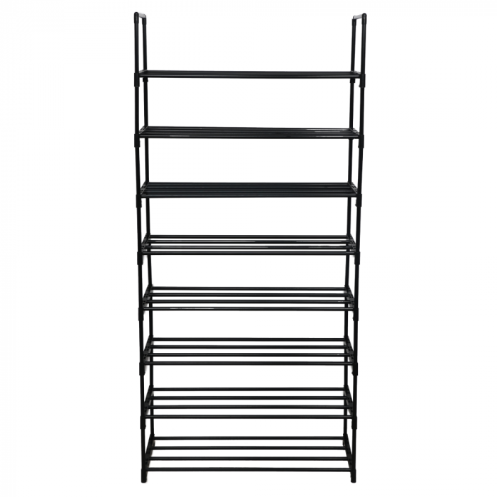 Pantofar/suport pantofar, negru, 8 rafturi , metal plastic, 65,5 cm lungime x30 cm adancime x138 cm inaltime [3]