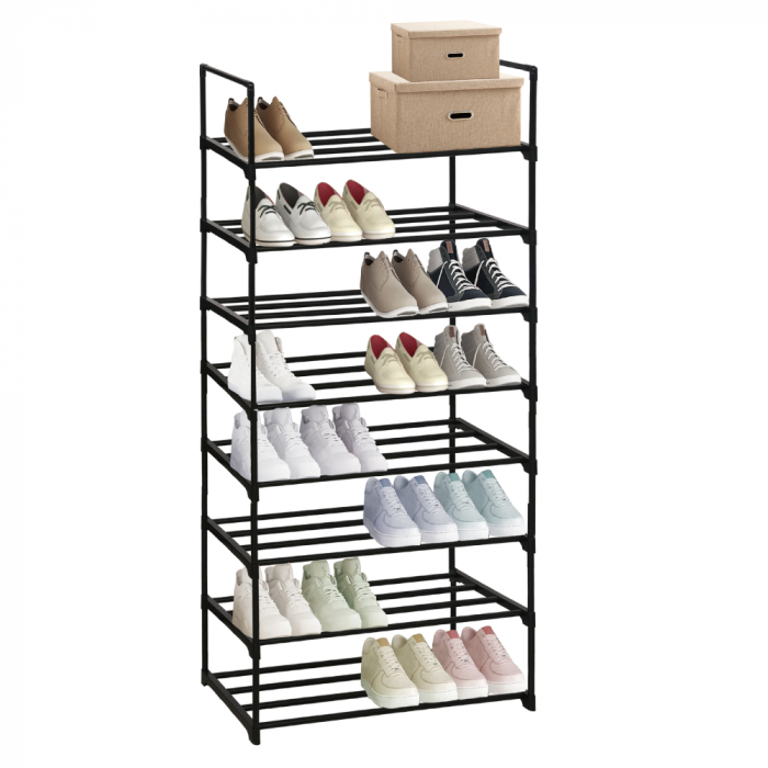 Pantofar/suport pantofar, negru, 8 rafturi , metal plastic, 65,5 cm lungime x30 cm adancime x138 cm inaltime [1]