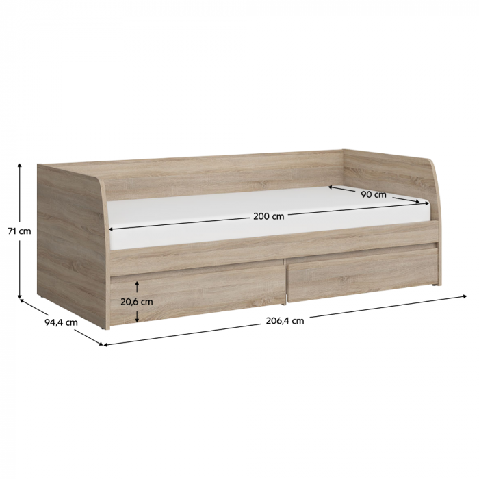 Pat 2S, 90x200, stejar sonoma, NORTY TYP 28 [4]