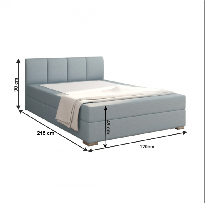 Pat boxspring 120x200, mentă, RIANA KOMFORT [3]