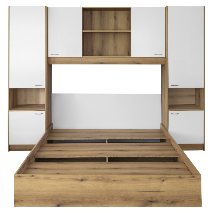 Pat cu extensie, 160x200, alb luciu înalt HG, MILAGA [6]