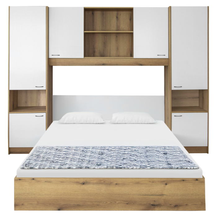 Pat cu extensie, 160x200, alb luciu înalt HG, MILAGA [4]