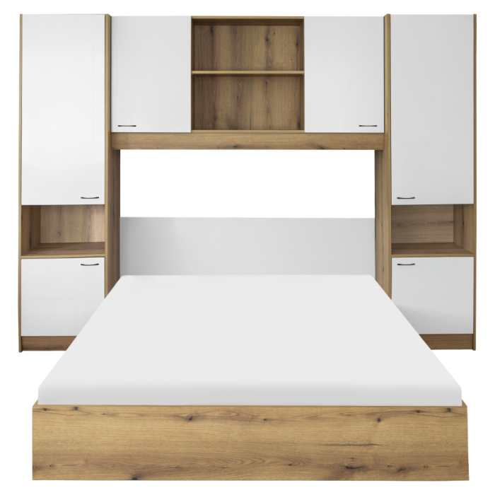 Pat cu extensie, 160x200, alb luciu înalt HG, MILAGA [5]