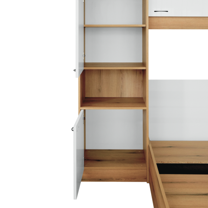 Pat cu extensie, 160x200, alb luciu înalt HG, MILAGA [10]