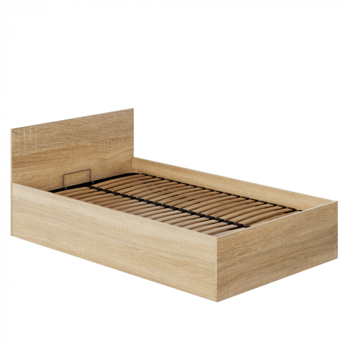 Pat cu grătar metalic şi spaţiu de depozitare, 120x200, stejar sonoma, DOLI [5]