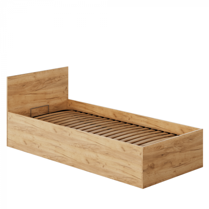 Pat cu grătar metalic şi spaţiu de depozitare, 90x200, stejar craft auriu, DOLI [5]