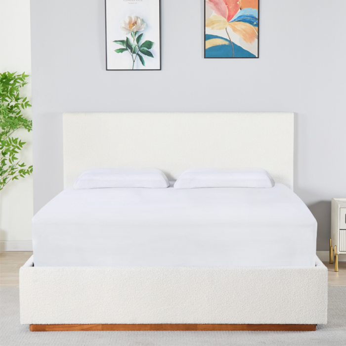 Pat cu grătar si spaţiu de depozitare 160x200, alb, NUVOLA [10]