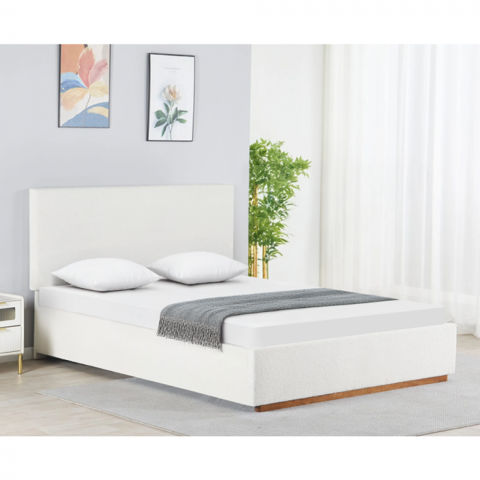Pat cu grătar si spaţiu de depozitare 160x200, alb, NUVOLA [7]