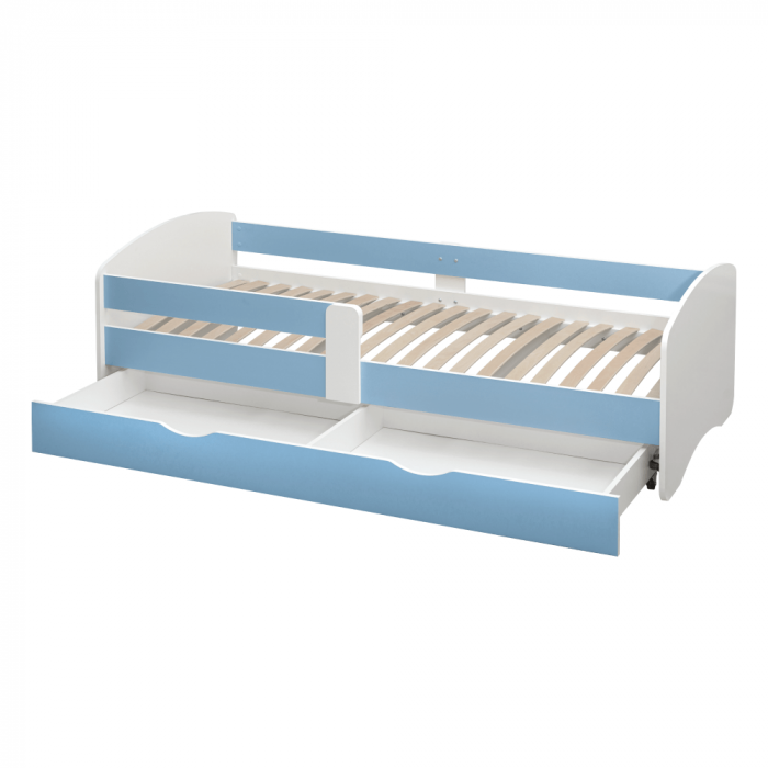 Pat cu lamele şi spaţiu de depozitare 90x200, alb/albastru, COCOLINO [3]