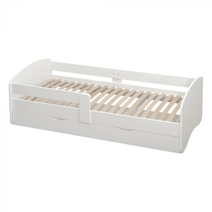 Pat cu lamele si spaţiu de depozitare 90x200, alb, COCOLINO [2]