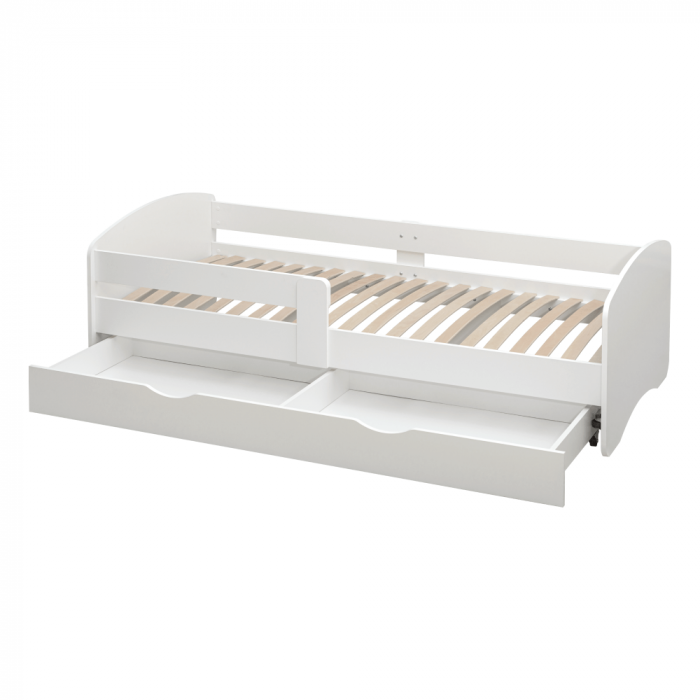 Pat cu lamele si spaţiu de depozitare 90x200, alb, COCOLINO [3]