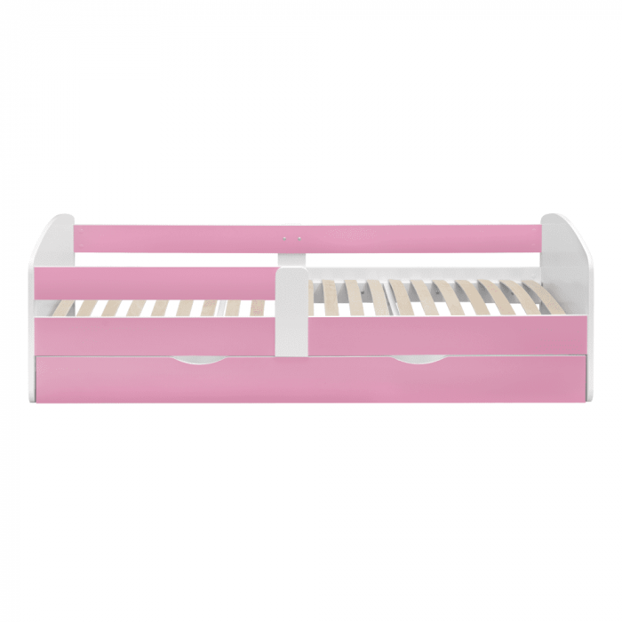 Pat cu lamele şi spaţiu de depozitare 90x200, alb/roz, COCOLINO [4]