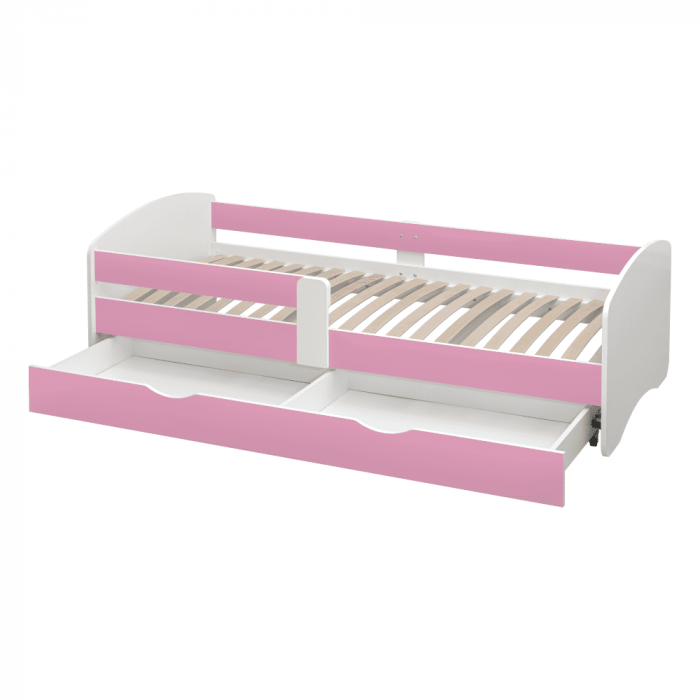 Pat cu lamele şi spaţiu de depozitare 90x200, alb/roz, COCOLINO [3]