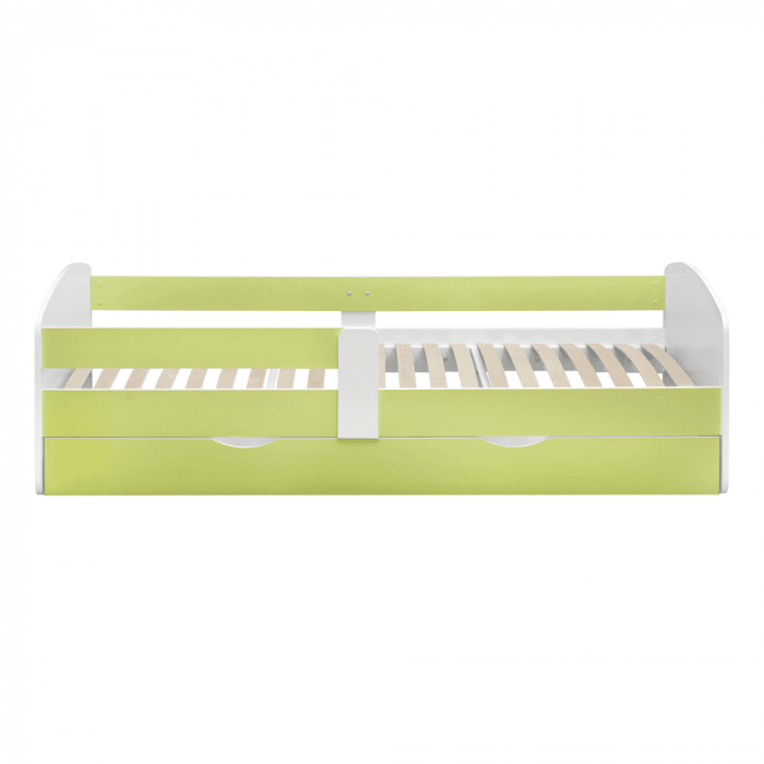 Pat cu lamele şi spaţiu de depozitare 90x200, alb/verde, COCOLINO [4]