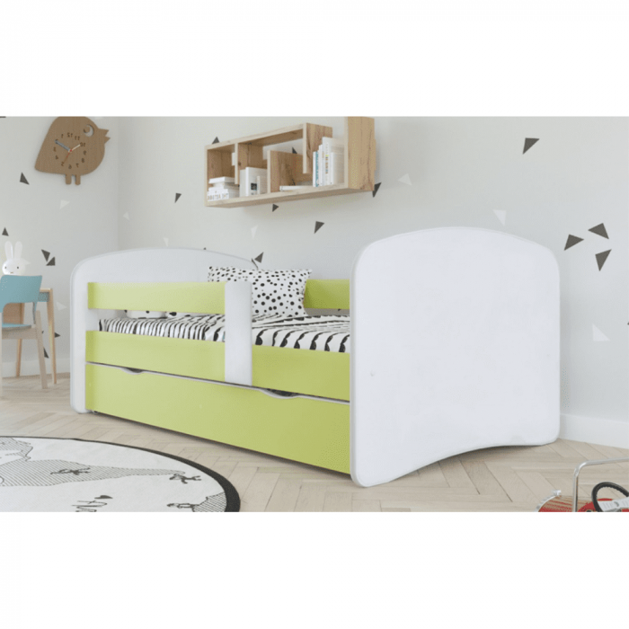 Pat cu lamele şi spaţiu de depozitare 90x200, alb/verde, COCOLINO [5]