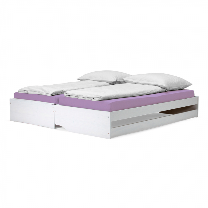 Pat cu module suplimentare extensibile, culoare albă, lemn masiv, 90x200, FLOPY [6]