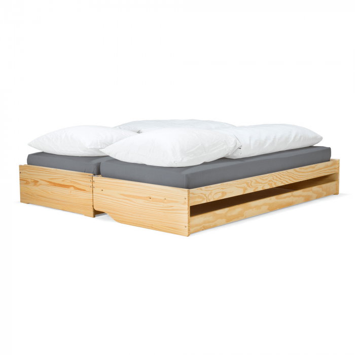 Pat cu module suplimentare extensibile, culoare naturală, lemn masiv, 90x200, FLOPY [4]