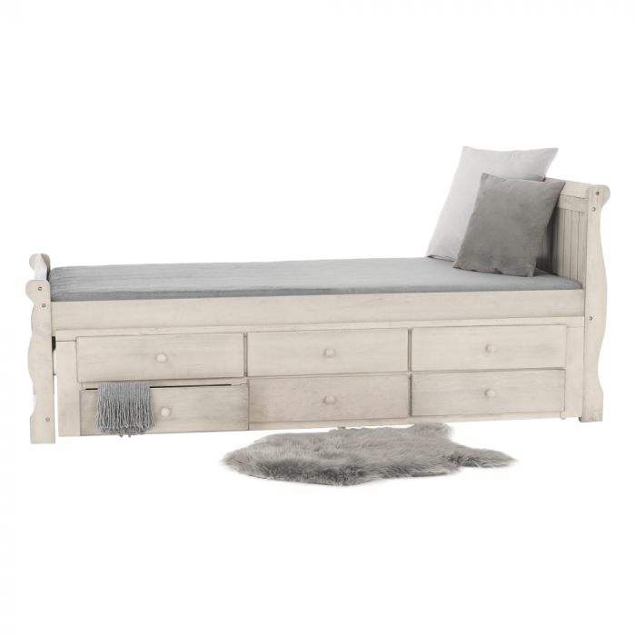 Pat cu pat suplimentar, alb antic, 90x200, ANTIKO [25]