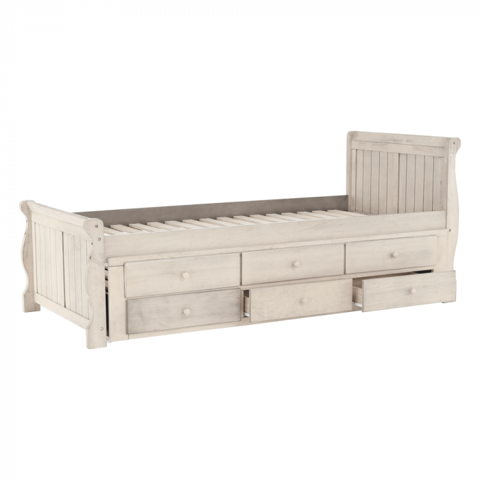 Pat cu pat suplimentar, alb antic, 90x200, ANTIKO [17]
