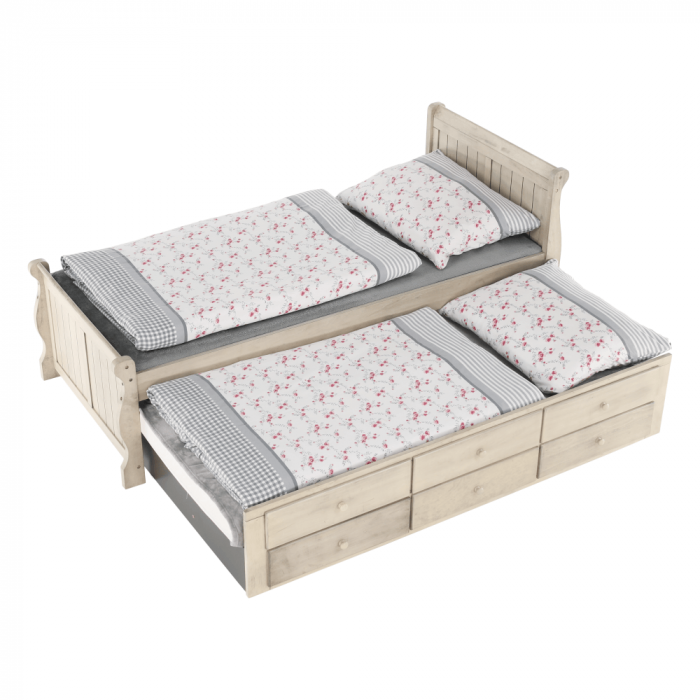 Pat cu pat suplimentar, alb antic, 90x200, ANTIKO [12]