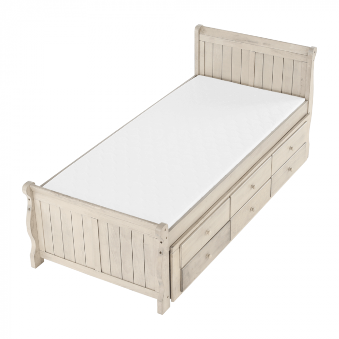 Pat cu pat suplimentar, alb antic, 90x200, ANTIKO [13]