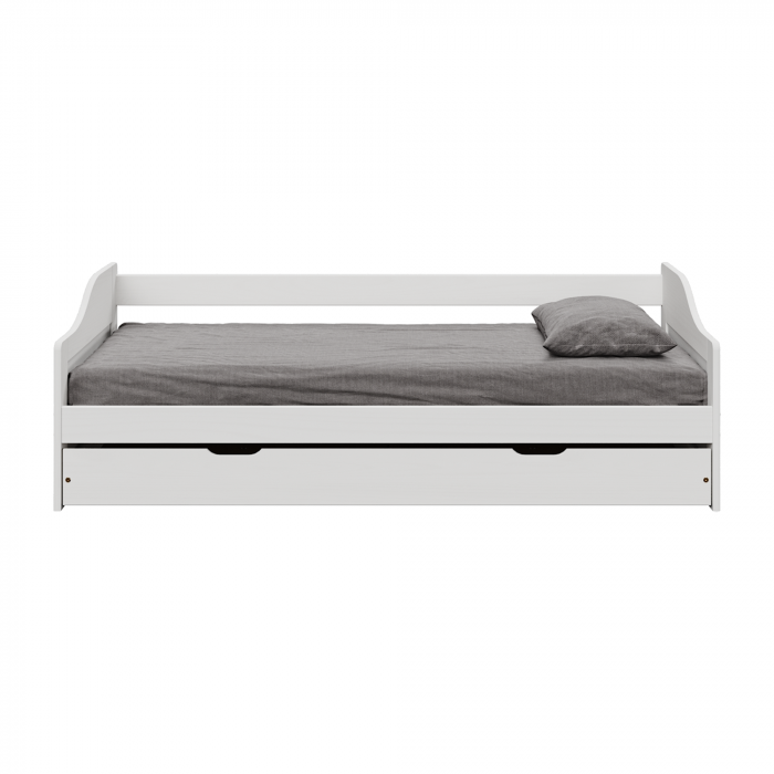 Pat cu pat suplimentar extensibil, alb, lemn masiv, 90x200, LAURA NEW [3]