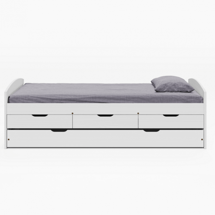 Pat cu pat suplimentar extensibil, alb, lemn masiv, 90x200, MARINELLA NEW [3]