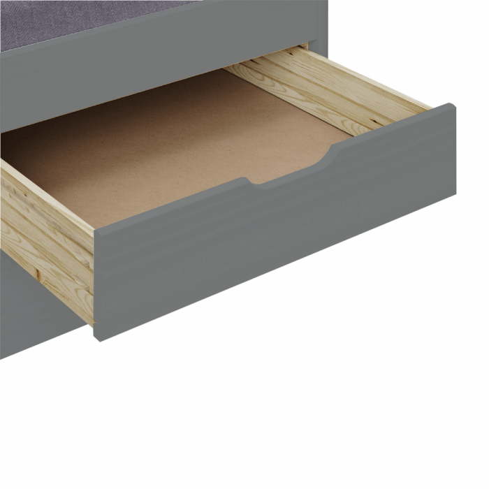 Pat cu pat suplimentar extensibil, gri, lemn masiv, 90x200, MARINELLA NEW [3]