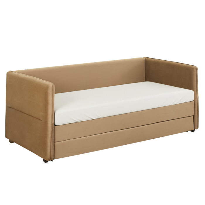 Pat cu pat suplimentar extensibil, maro, 90x200, TALNIA [3]