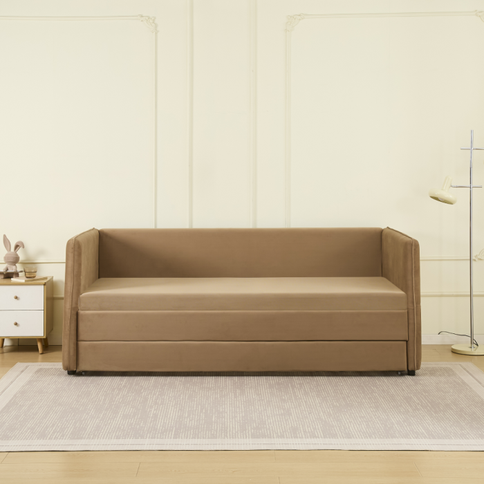 Pat cu pat suplimentar extensibil, maro, 90x200, TALNIA [14]