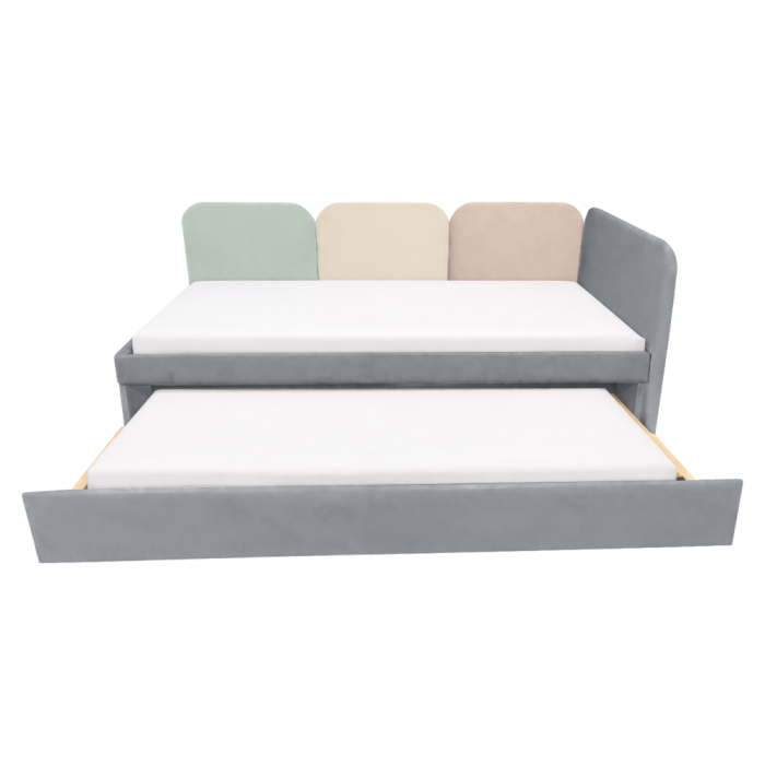 Pat cu pat suplimentar, gri/amestec de culori, 90x200, DUHA [2]