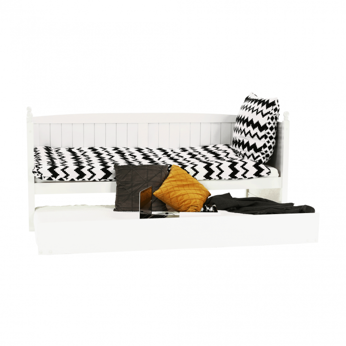 Pat cu pat suplimentar, lemn de pin, alb, 90x200, GLAMIS [16]
