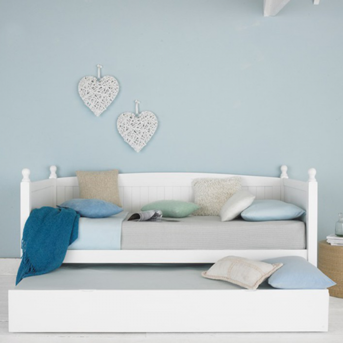 Pat cu pat suplimentar, lemn de pin, alb, 90x200, GLAMIS [4]