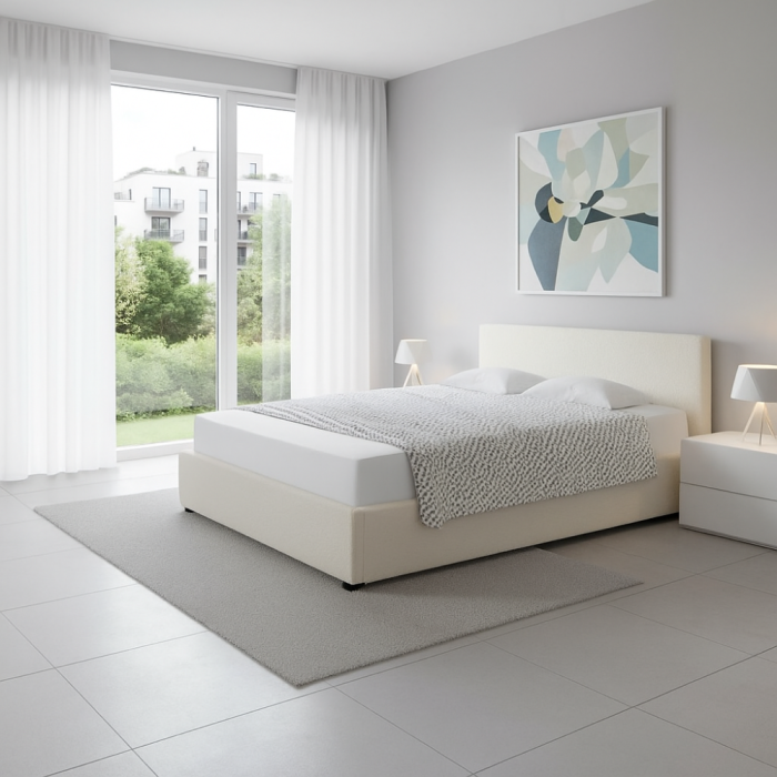 Pat cu somieră, 180x200, alb, LUNELA [2]