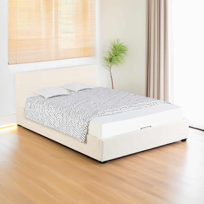 Pat cu somieră, 180x200, alb, LUNELA [7]