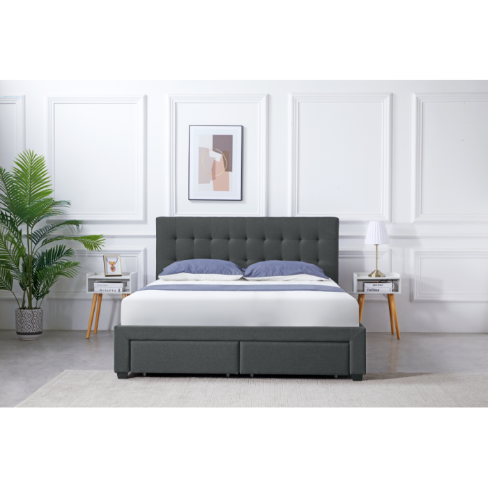 Pat cu somieră, 180x200, gri, MILARA [12]