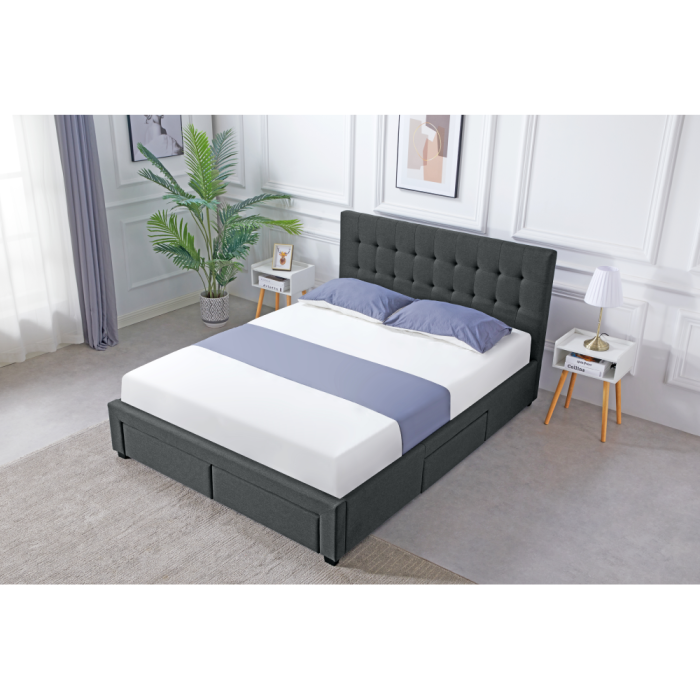 Pat cu somieră, 180x200, gri, MILARA [9]