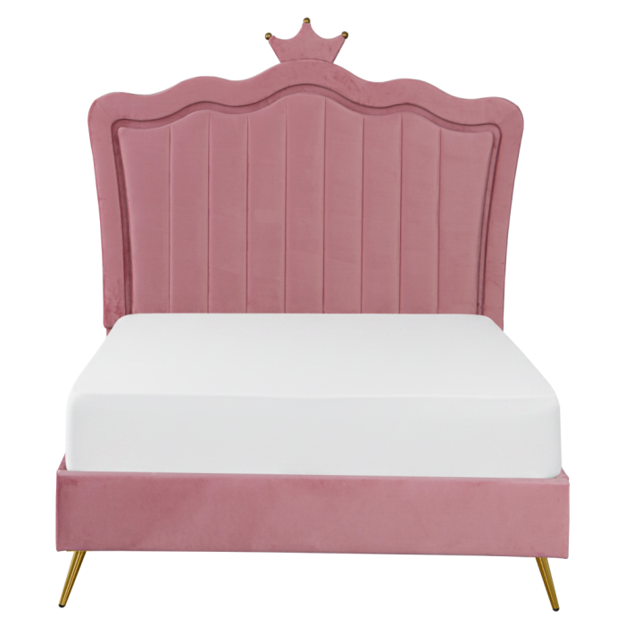 Pat cu somieră, 90x200, ţesătură Velvet roz, RANIA [6]