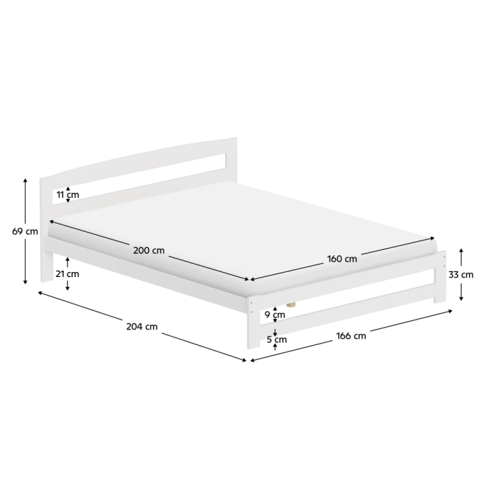 Pat cu somieră, alb, 160x200, AZRA [7]
