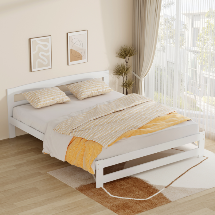 Pat cu somieră, alb, 160x200, AZRA [4]