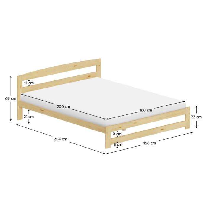 Pat cu somieră, natural, 160x200, AZRA [2]