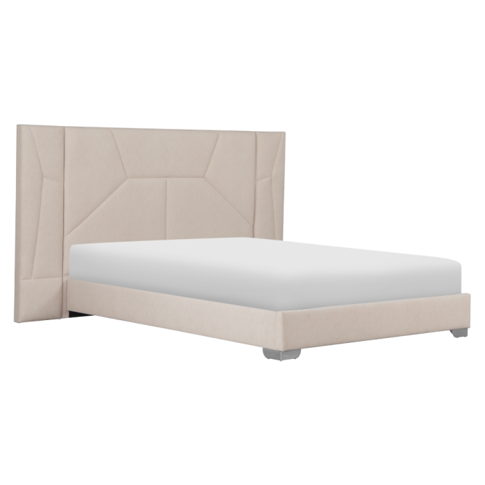 Pat cu somieră şi iluminare LED, 160x200, ţesătură Velvet bej, ALTESA [3]