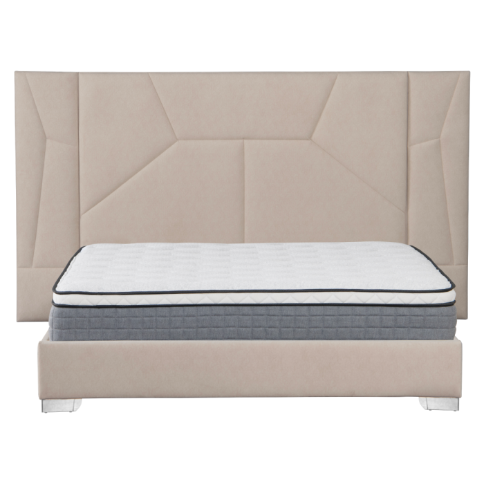 Pat cu somieră şi iluminare LED, 160x200, ţesătură Velvet bej, ALTESA [9]