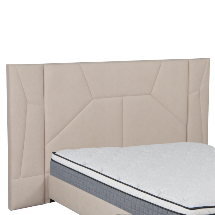 Pat cu somieră şi iluminare LED, 160x200, ţesătură Velvet bej, ALTESA [6]