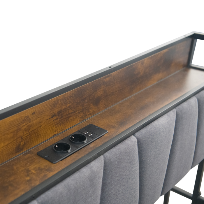 Pat cu somieră şi pat suplimentar extensibil, 160x200, negru/gri, NORDO [13]